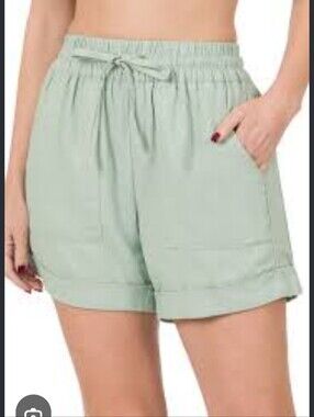 Women's Drawstring Light Sage Bermuda Shorts